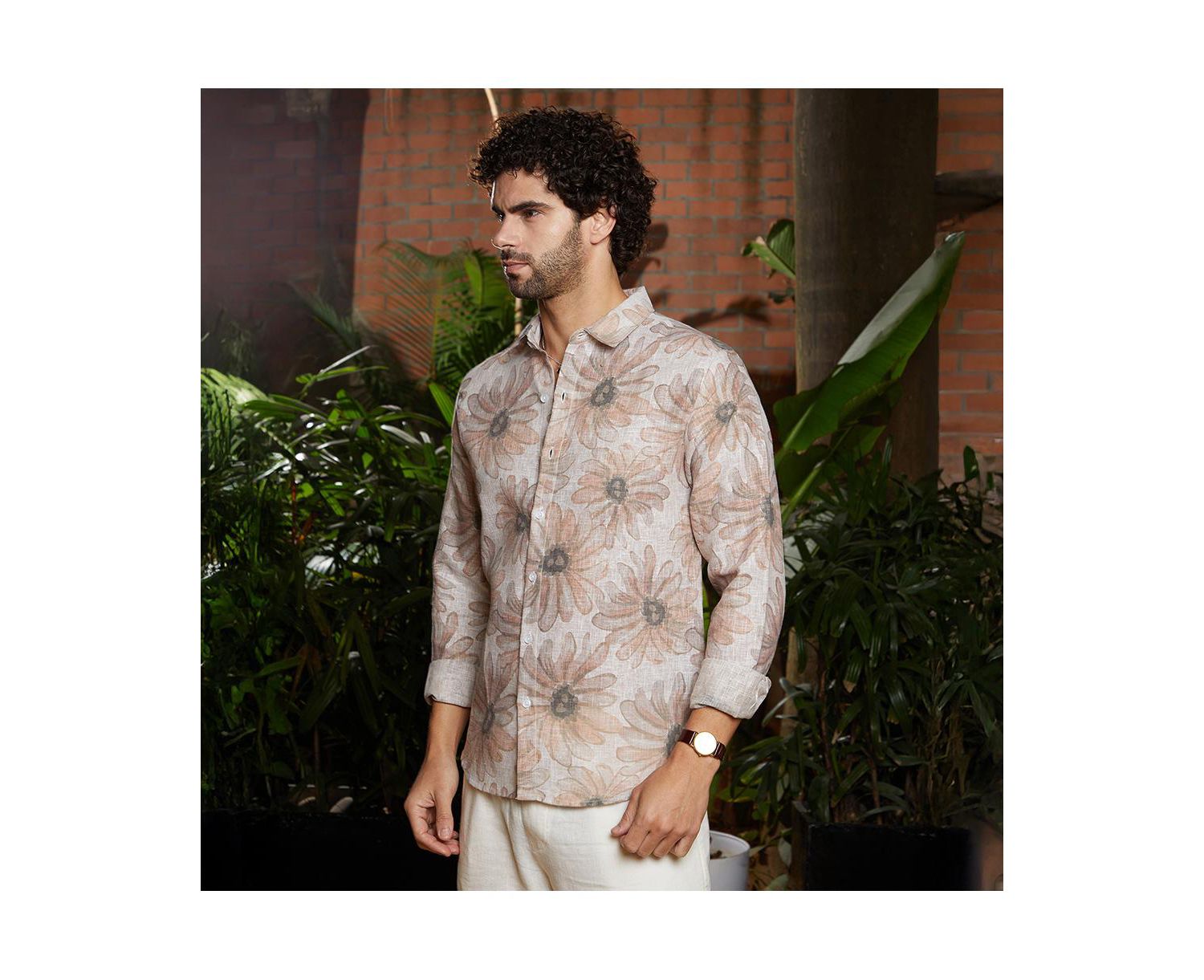 Men's Chesntnut Brown Gloomy Daisy Shirt