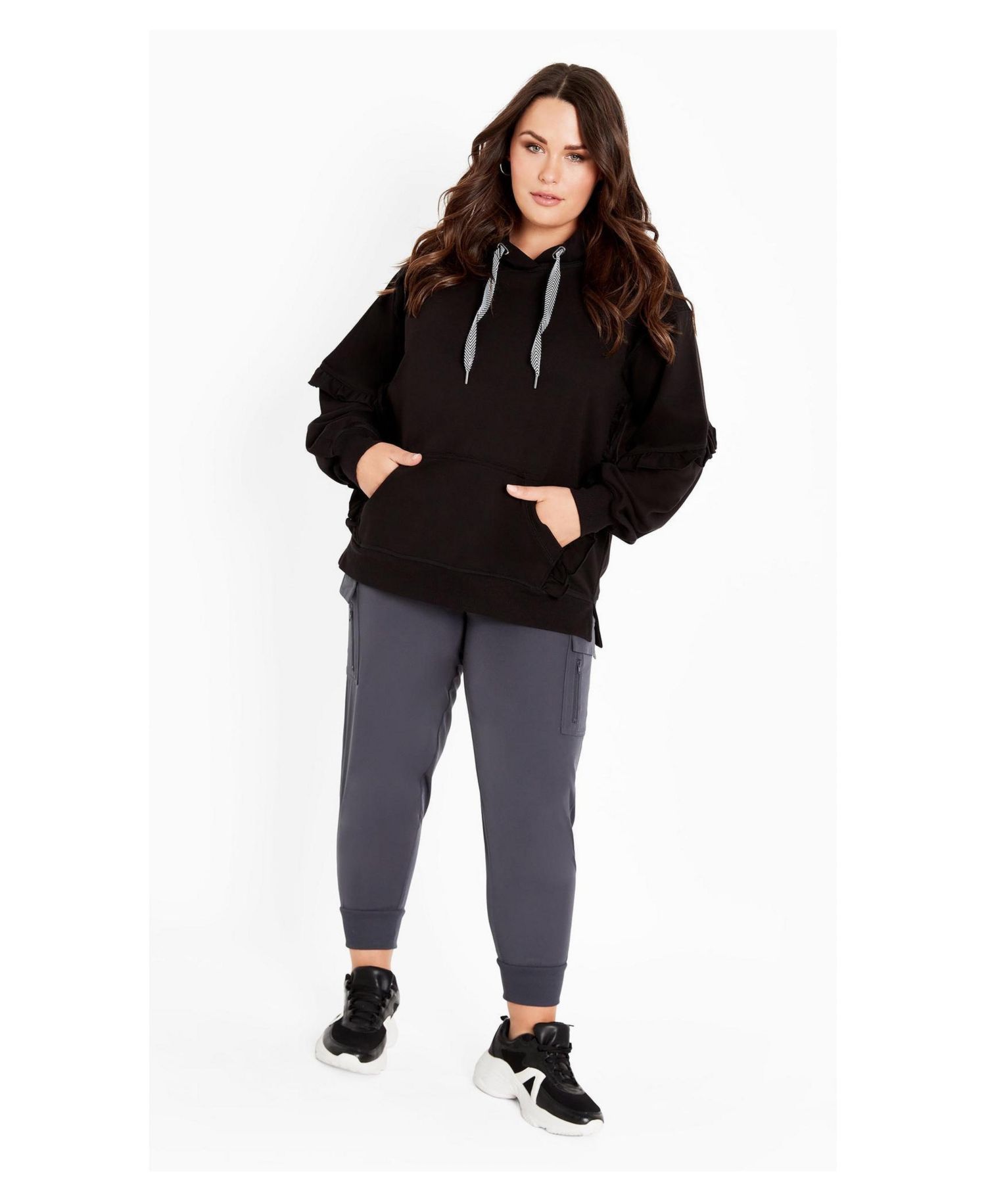 Women's Frill Plain Hoodie