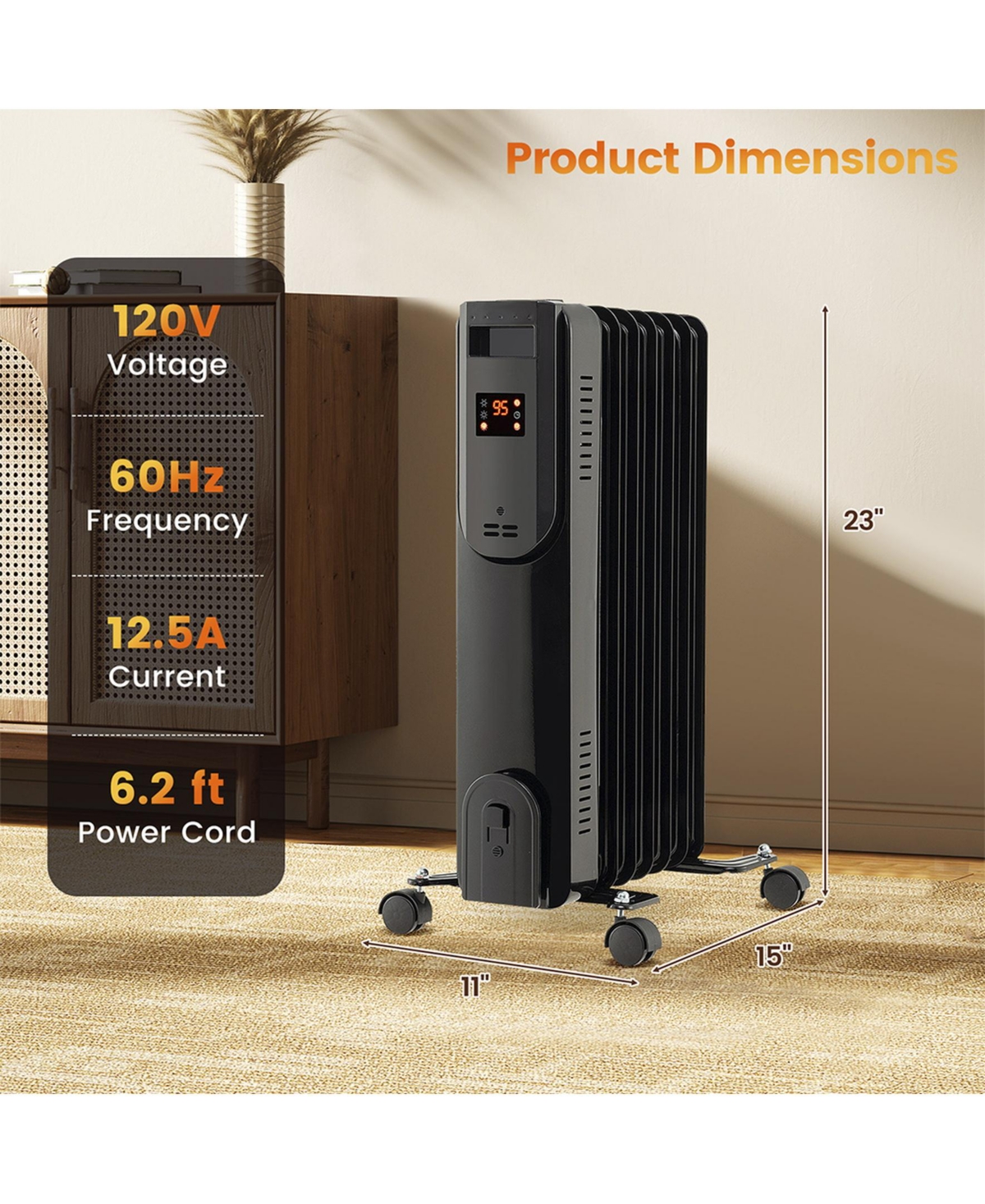 Sugift- Oil Filled Radiator Heater with Adjustable Thermostat