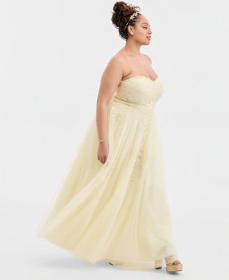 Trendy Plus Size Strapless Embellished Gown