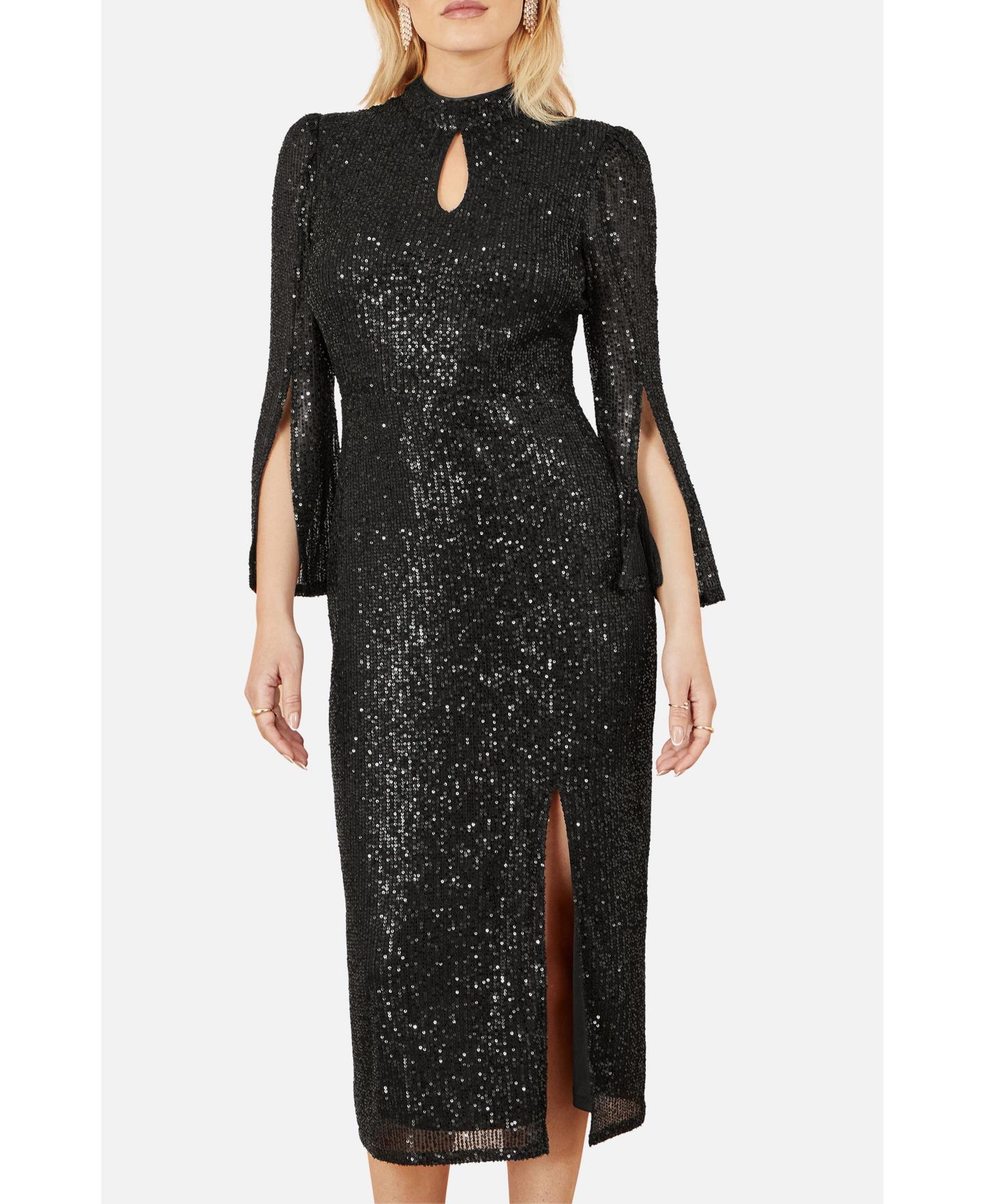 Женское платье Yumi Sequin Fitted Midi, цвет: Чёрный — фото 2