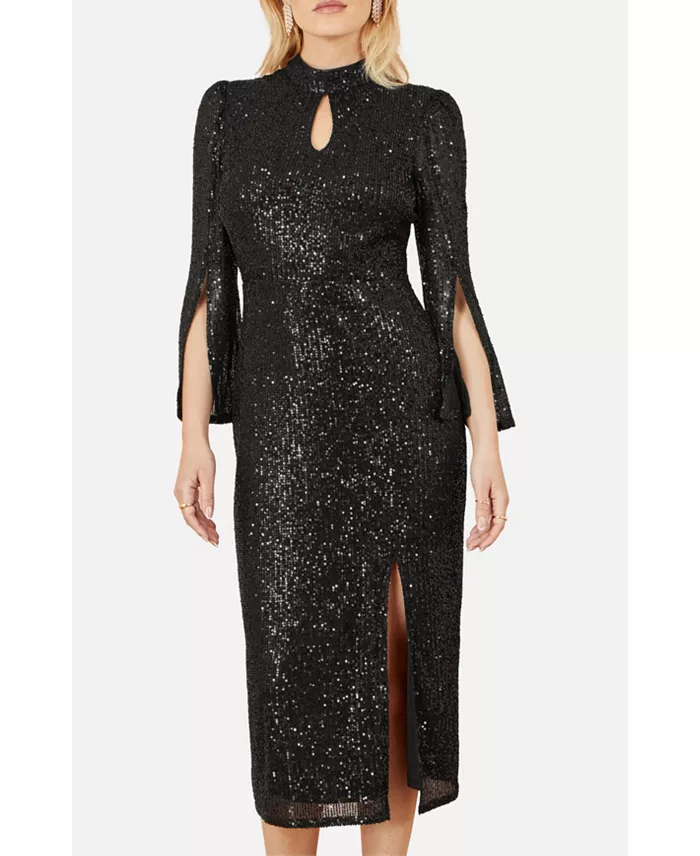 Women's Sequin Fitted Midi Dress - thumbnail 2