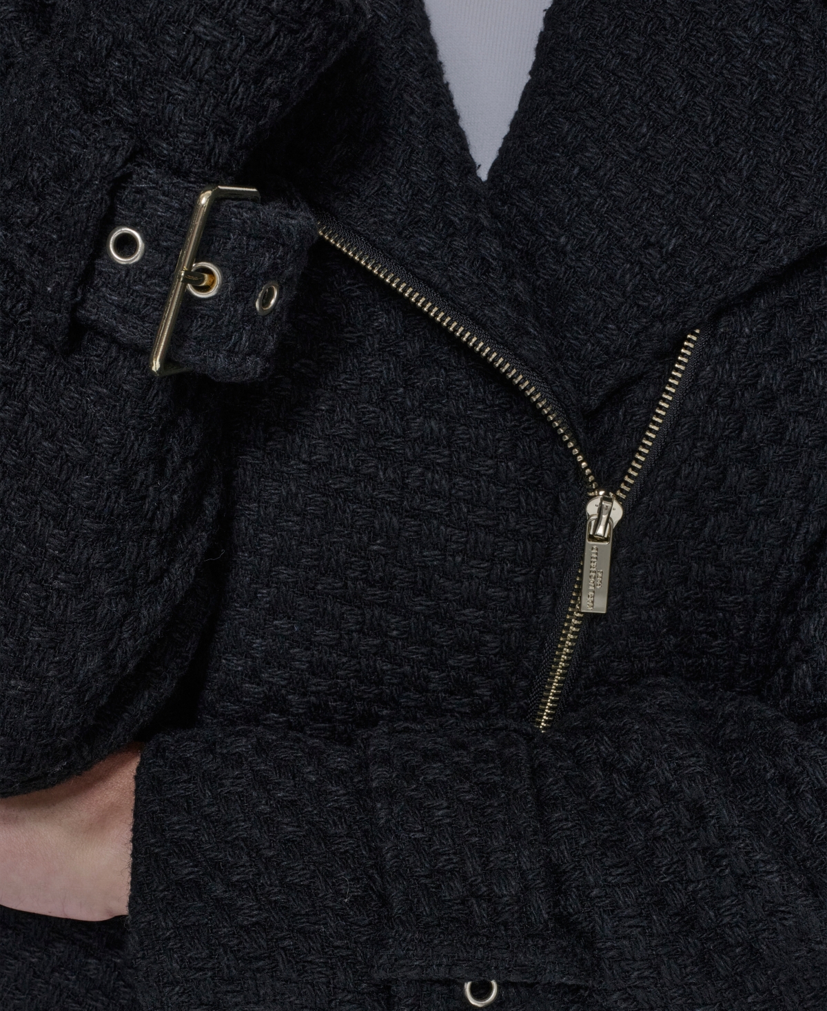 Karl Lagerfeld Paris Women's Tweed Moto Long-Sleeve Jacket