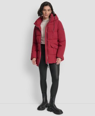 Women's Belted Hooded Puffer Coat