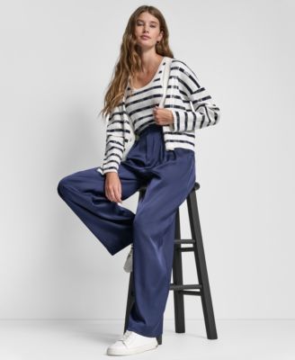 Women's High-Rise Pleated Wide Leg Trousers