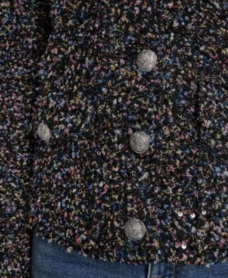 Women's Sequin Boucle Button -Front Jacket