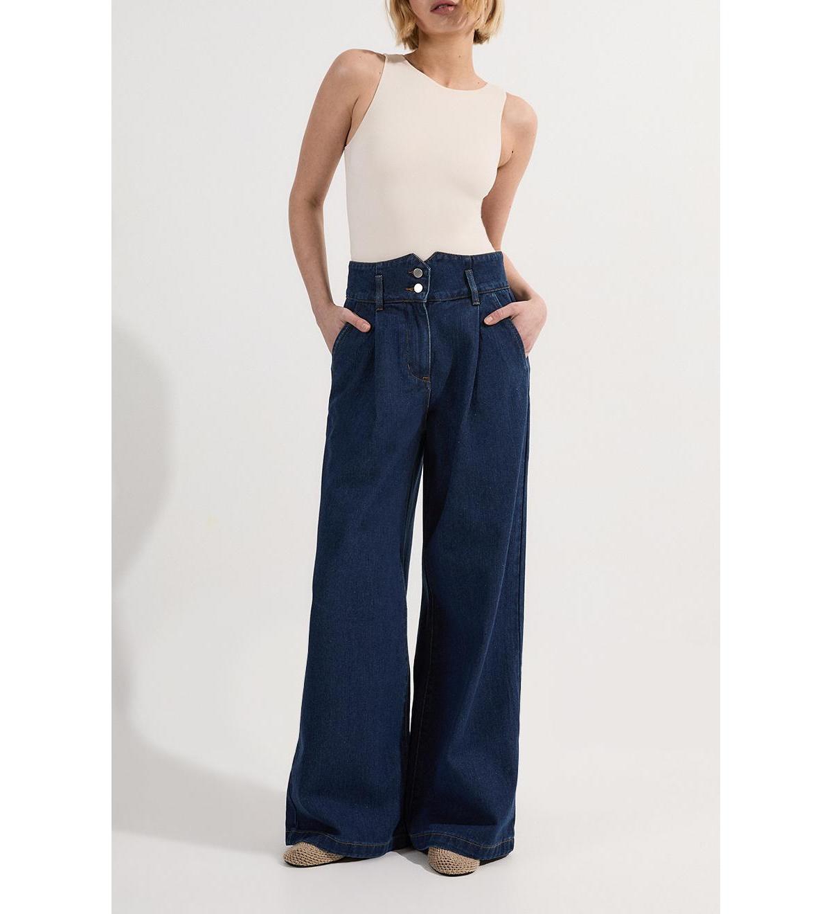 Karen Millen Women's Denim Wide Leg Trousers