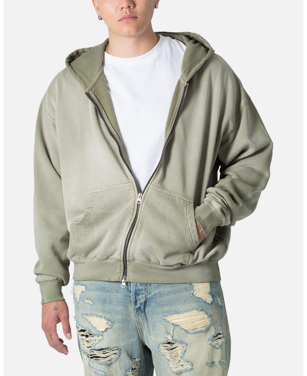 mnml Men's Faded Basic Zip Up Hoodie