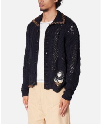 Men's Chunky Distressed Knit Cardigan