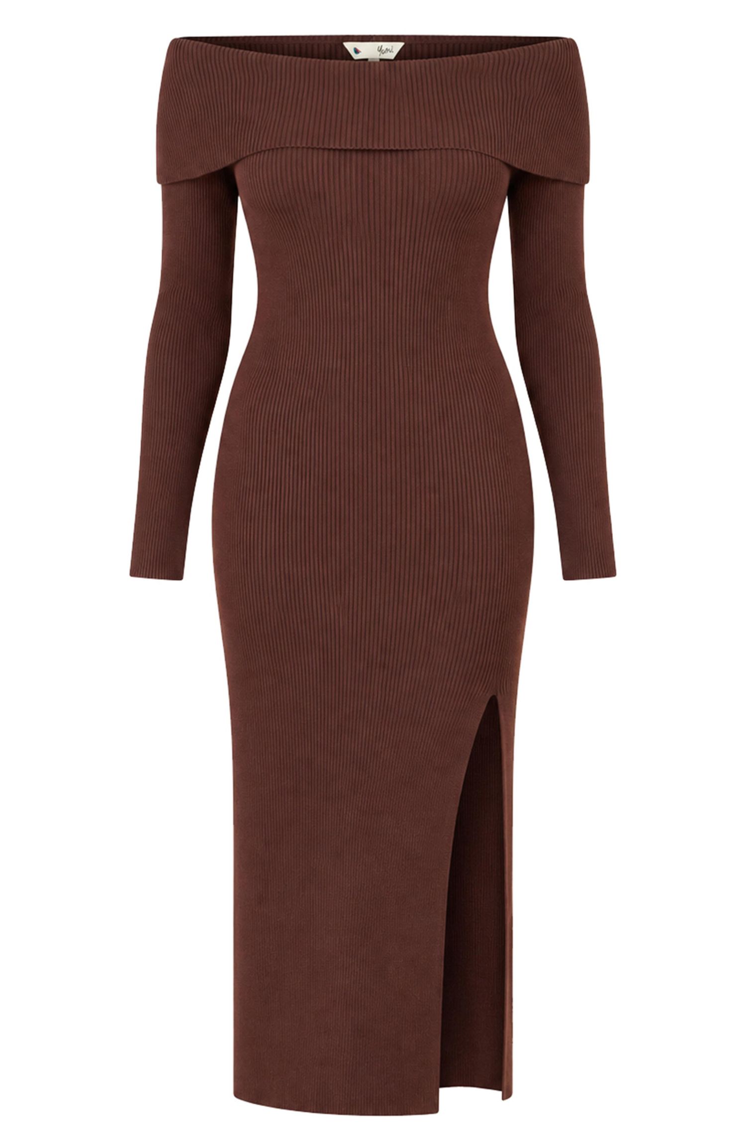 Women's Bardot Knitted Fitted Midi Dress
