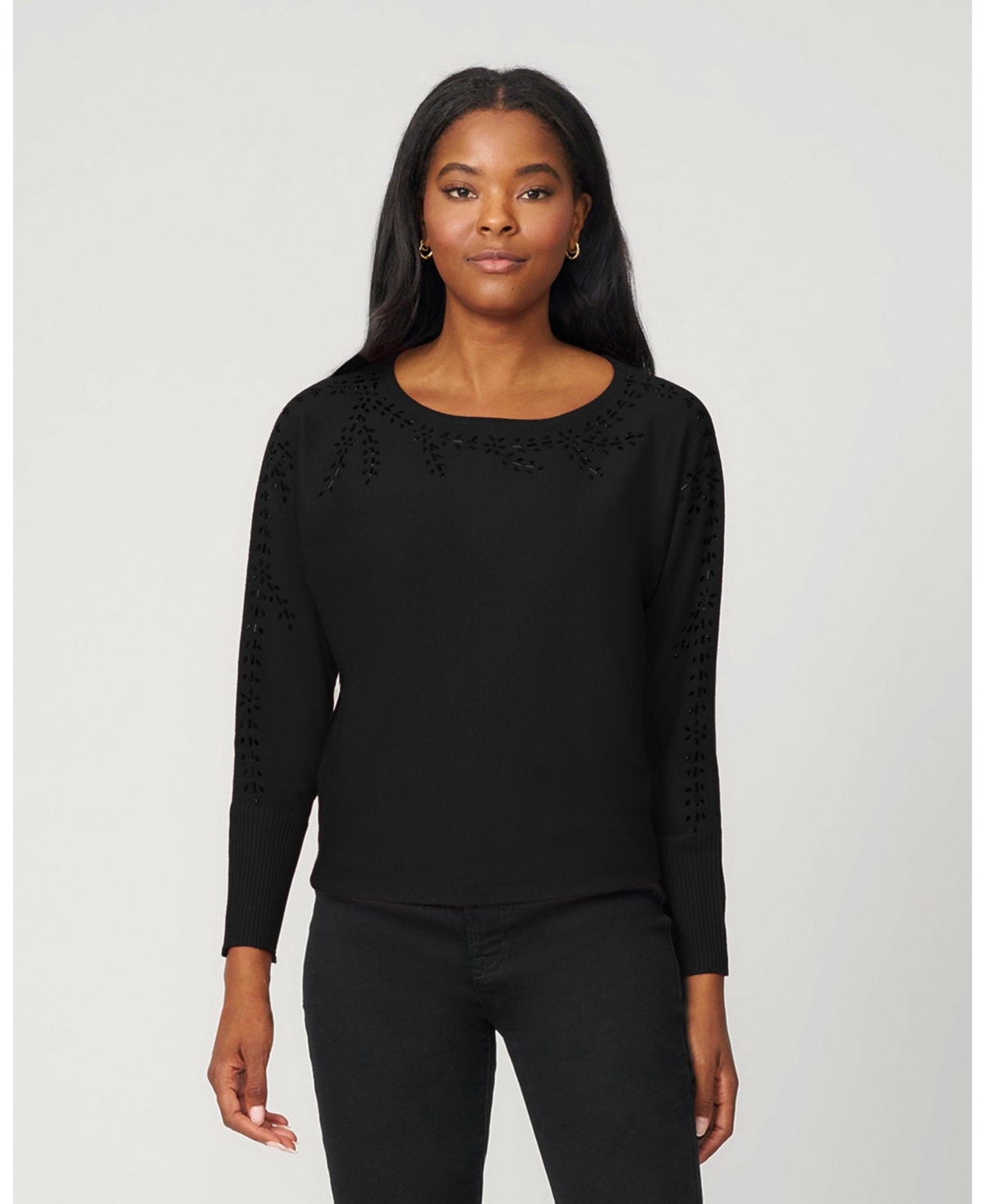 Cable & Gauge Women's Floral Hotfix Dolman Sweater