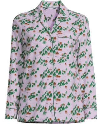 Women's Long Sleeve Print Flannel Pajama Top