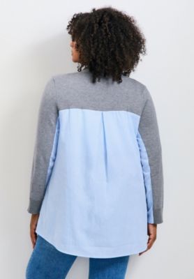 Women's Plus Size Ray Mix Media Button Sweater