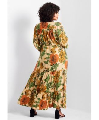 Women's Plus Size Second Nature Blouson Sleeve Maxi Dress