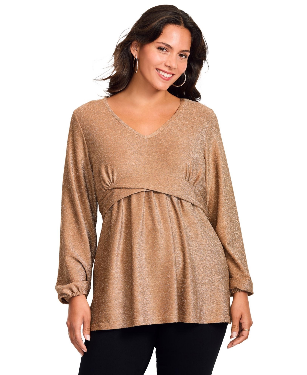 Avenue Women's Plus Peplum Shimmer Top