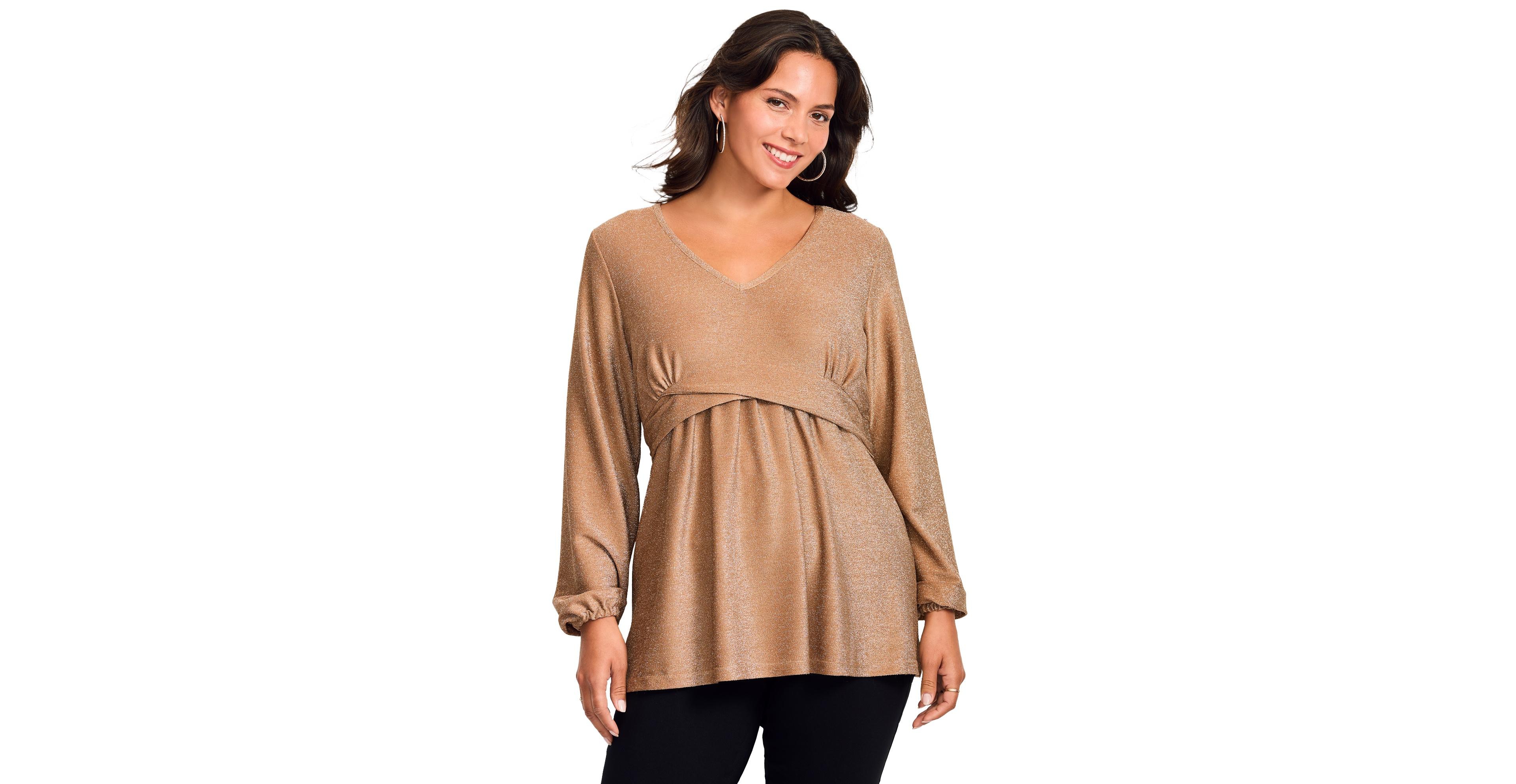 Avenue Women's Plus Peplum Shimmer Top
