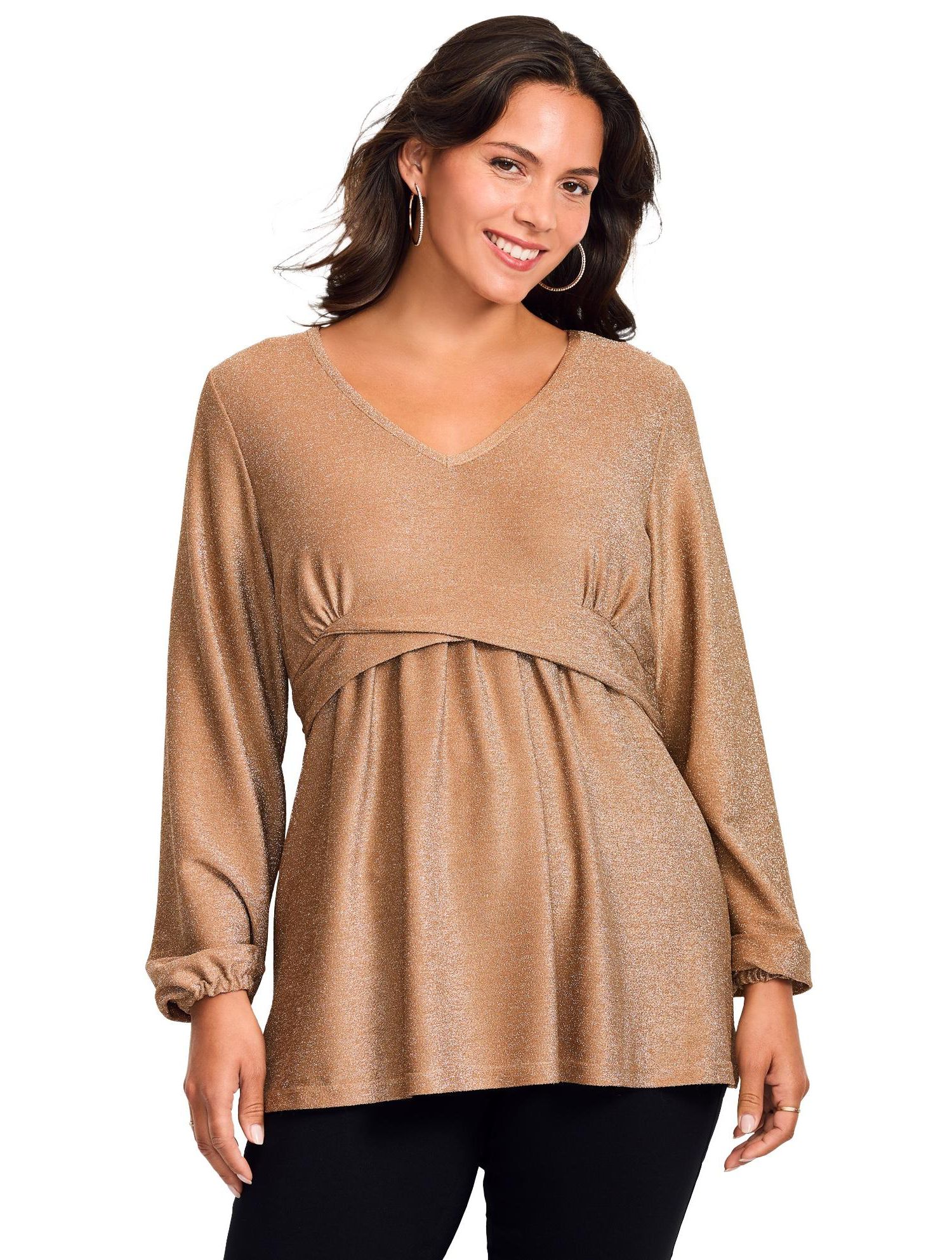 Women's Plus Size Peplum Shimmer Top