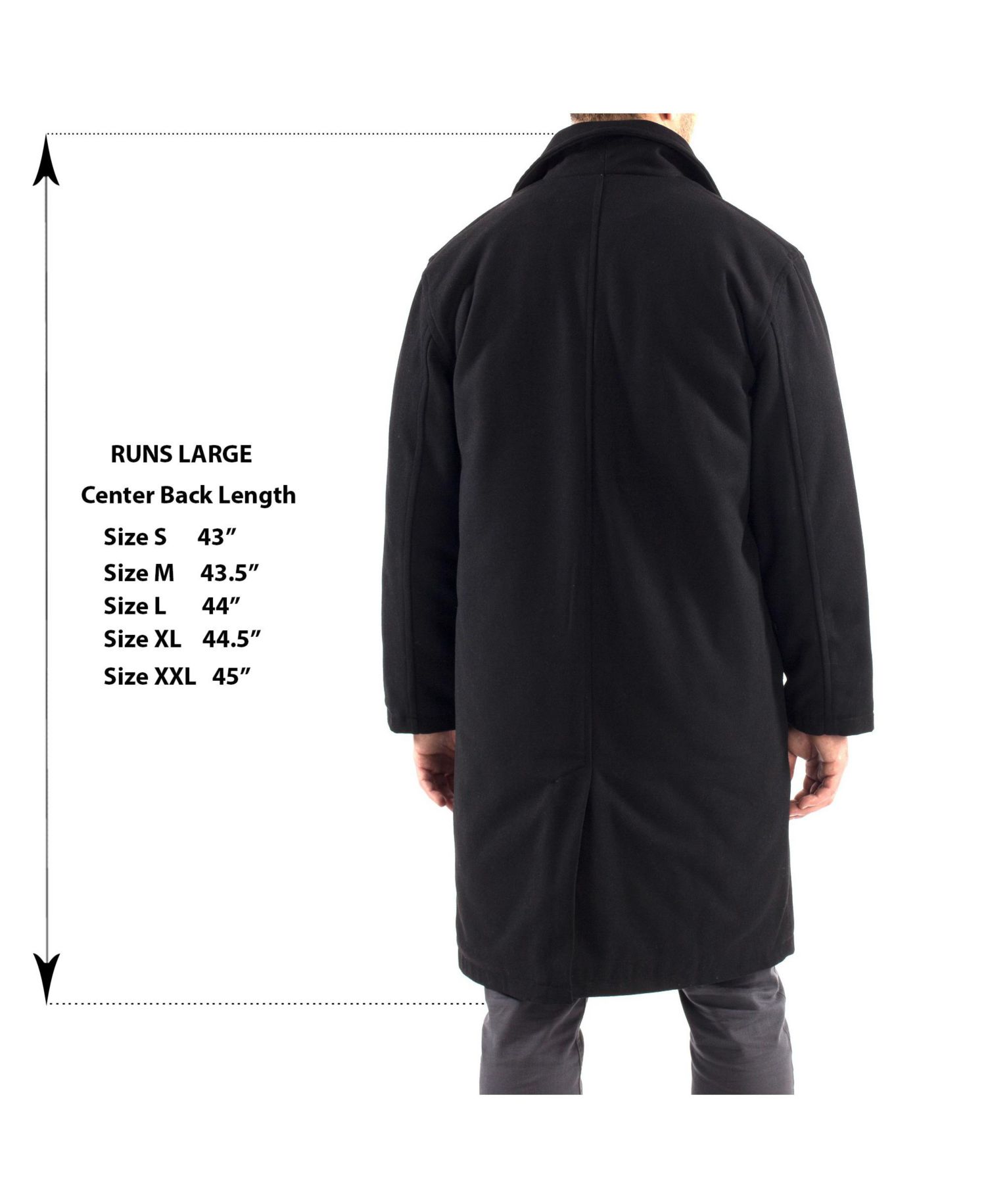 Men's Zach Men s Wool Blend Overcoat - Knee-Length Trench Coat, Runs Large for Layering Over Suits or Sweaters