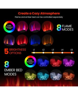 36 Inch 3-Sided 1500W Electric Fireplace with 7-Color Flame