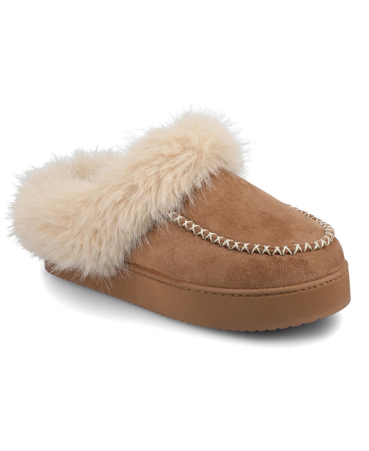 Женские тапочки Journee Collection Taran Cozy Platform Slippers, цвет: Каштановый — фото 1