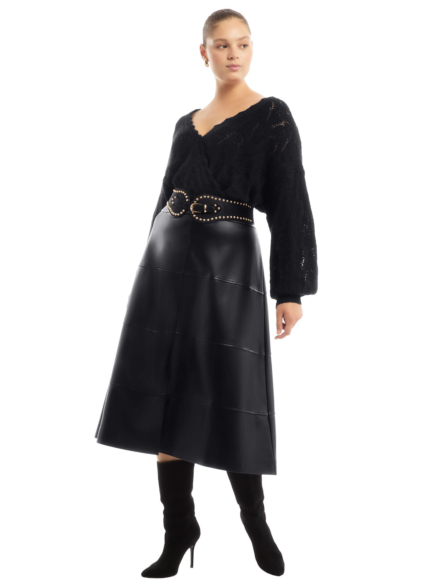 Women's June and Vie Scallop-Trim Wrap Sweater