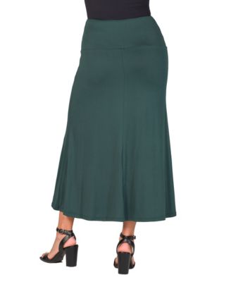 Petite Elastic Waist Solid Color Maxi Skirt