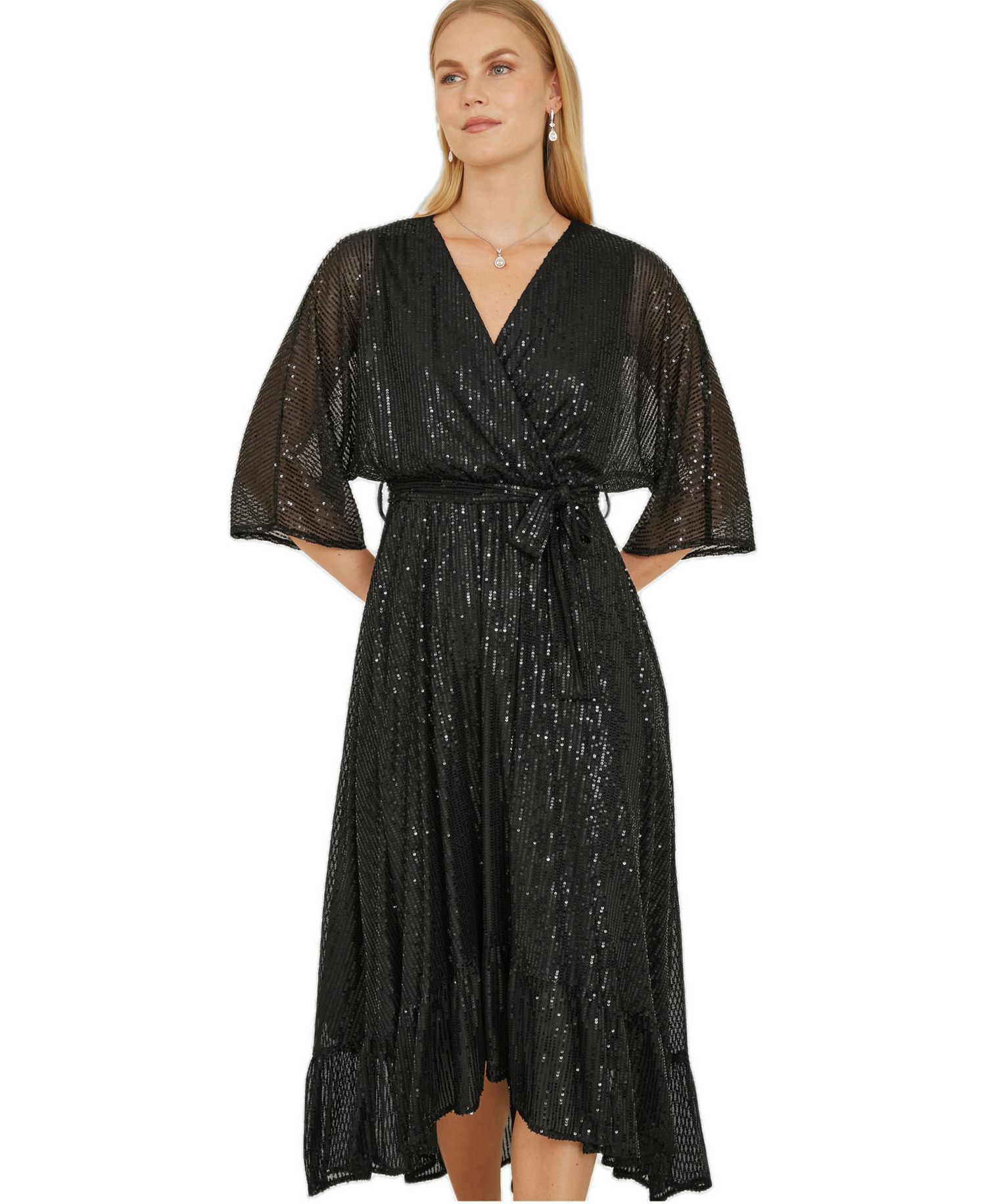 Women's Sequin Midi Wrap Dress
