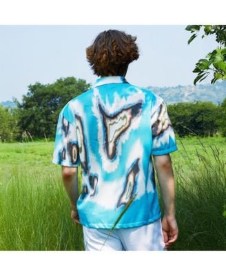 Men's Sky Blue Topography Mesh Oversized Shirt
