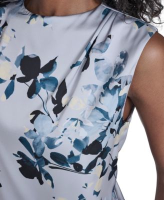 Women's Printed Sleeveless Charm Back Keyhole Top