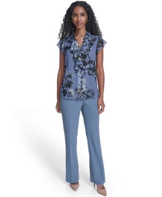 Women's Printed Ruffle Front Top