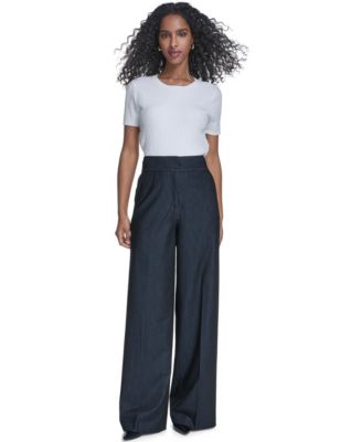 Women's Faux Denim Wide Leg Pants