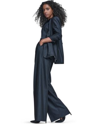 Women's Faux Denim One-Button Jacket