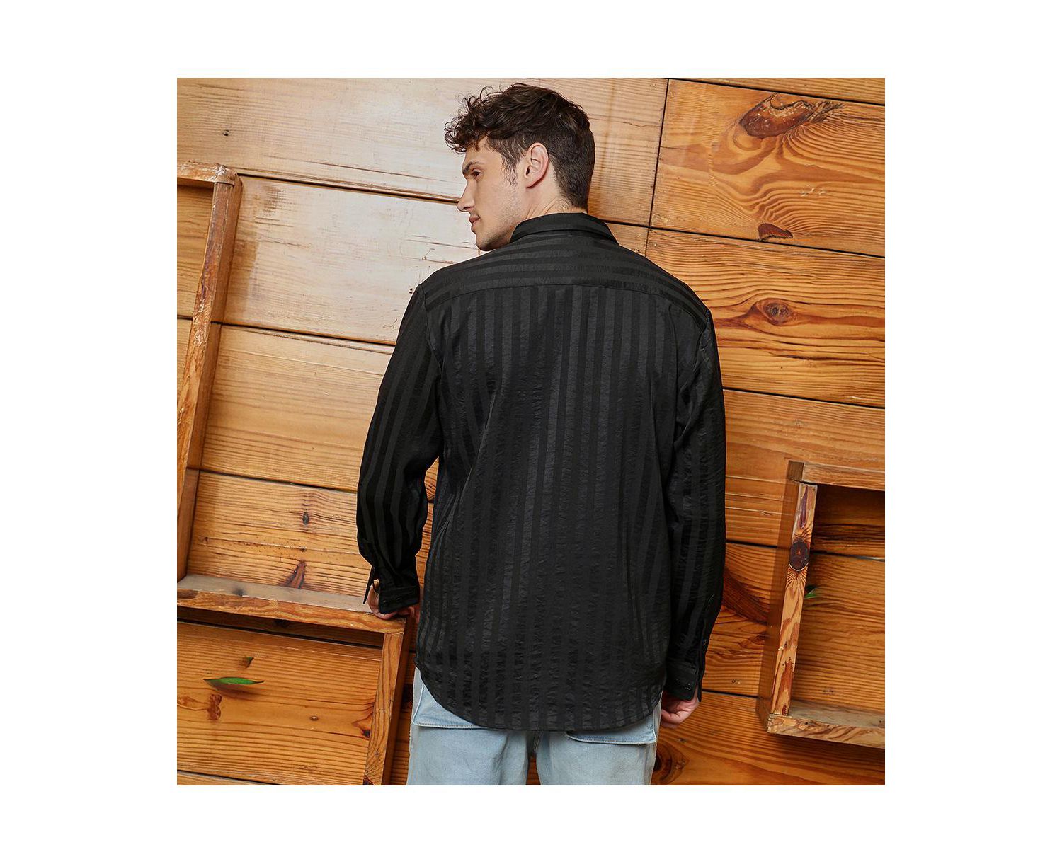 Men's Onyx Black Candy-Striped Shirt