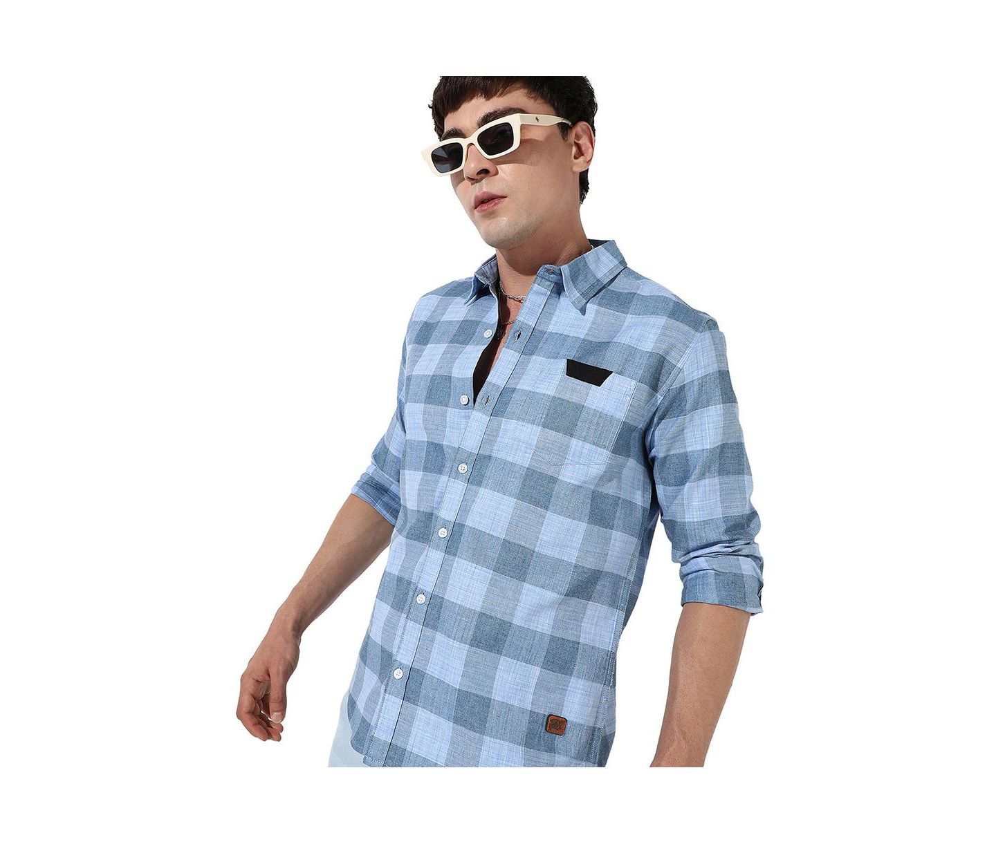 Мужская рубашка Cahoot Campus Sutra Cotton Blue Checks, цвет: Синий — фото 2