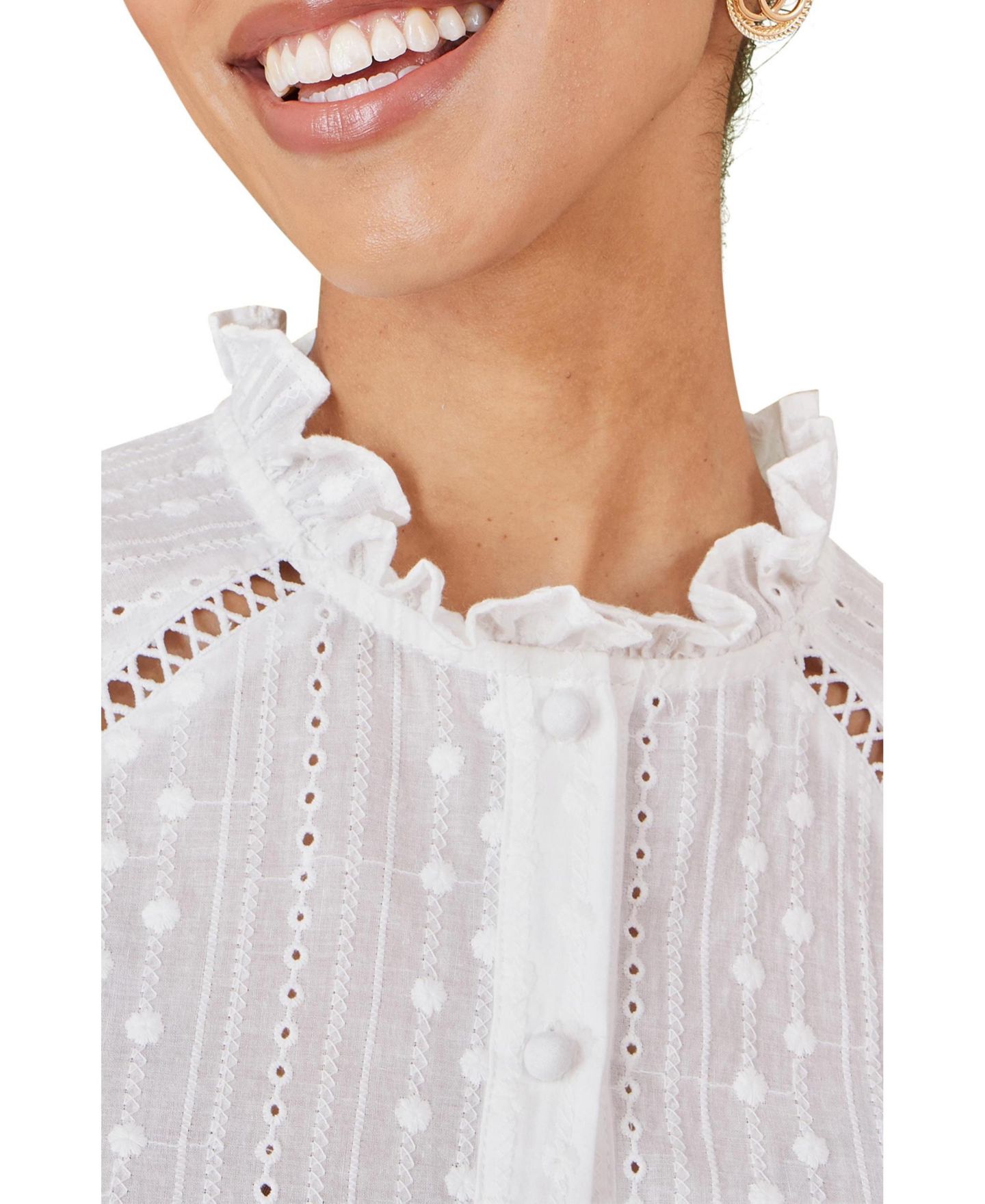 Женская рубашка Yumi Puff Sleeve, цвет: Белый — фото 7