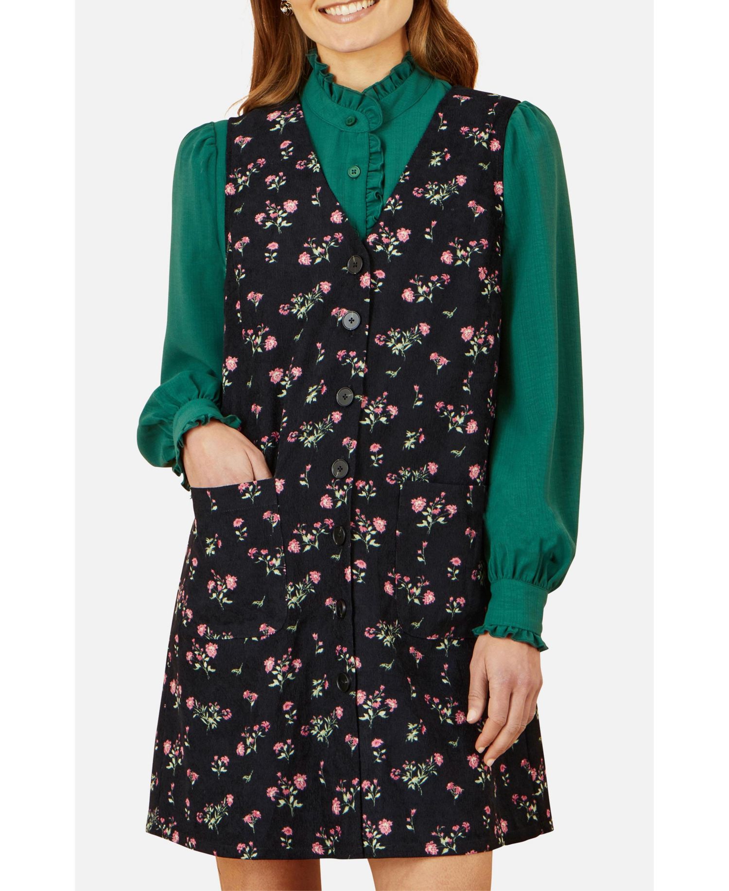 Women's Floral Print Pinafore Dress
