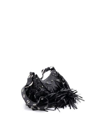 XS Le Cagole Giant Studs Fringe Shoulder Bag Leather