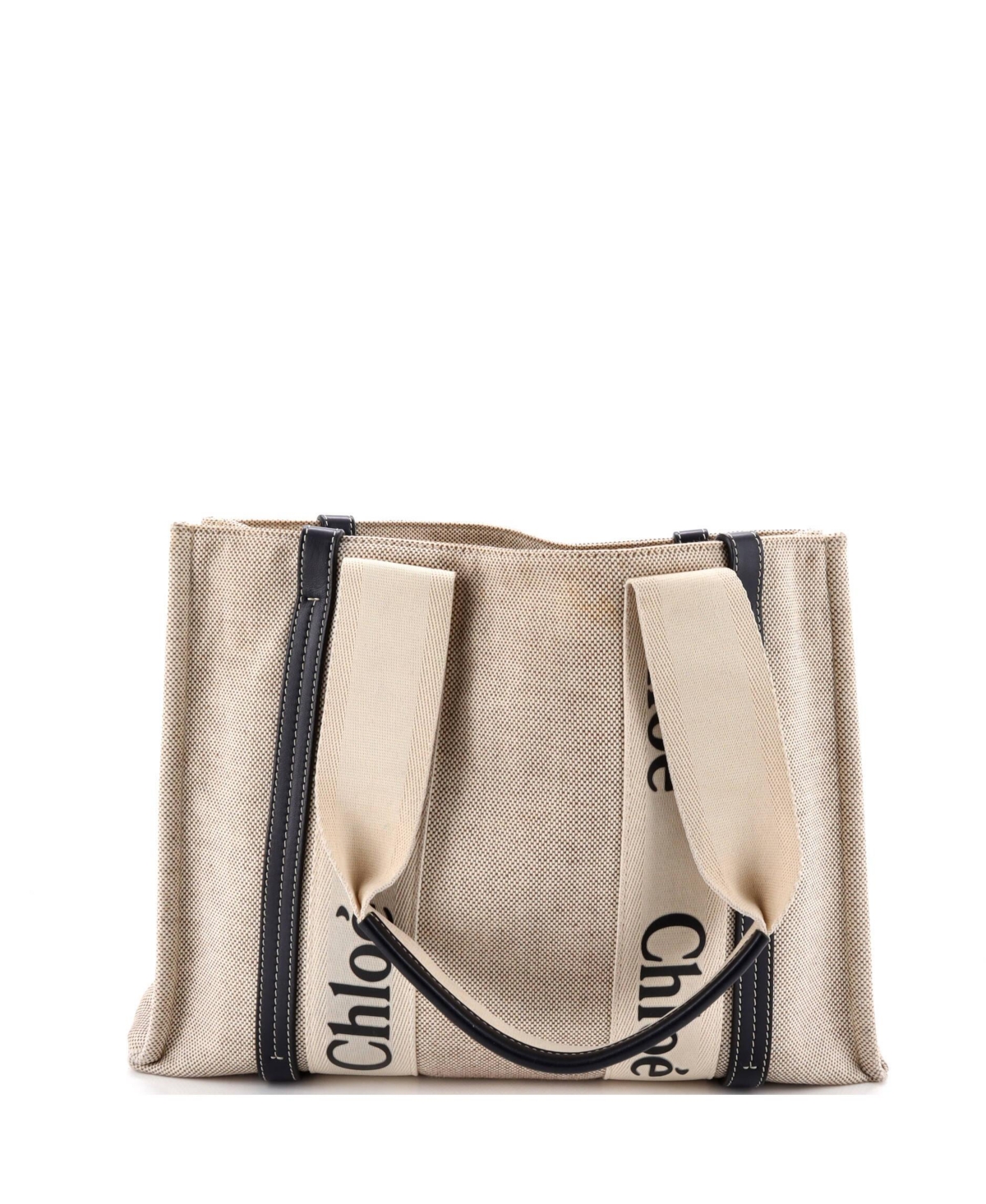 Pre-Owned Chloe Medium Woody Tote Canvas with Leather