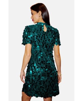 Women's Sequin Short Sleeve Tunic Dress