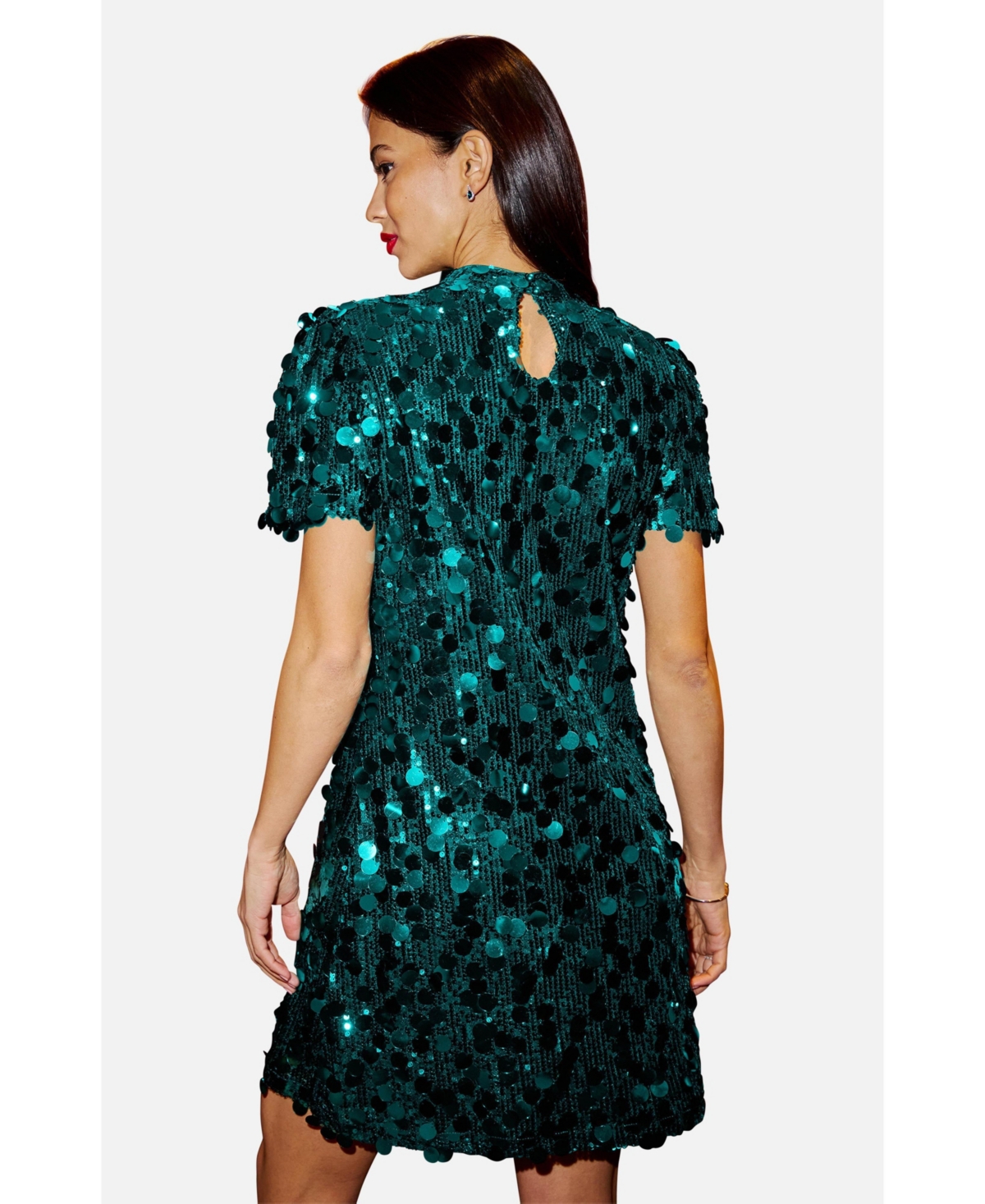 Yumi Women's Sequin Short Sleeve Tunic Dress