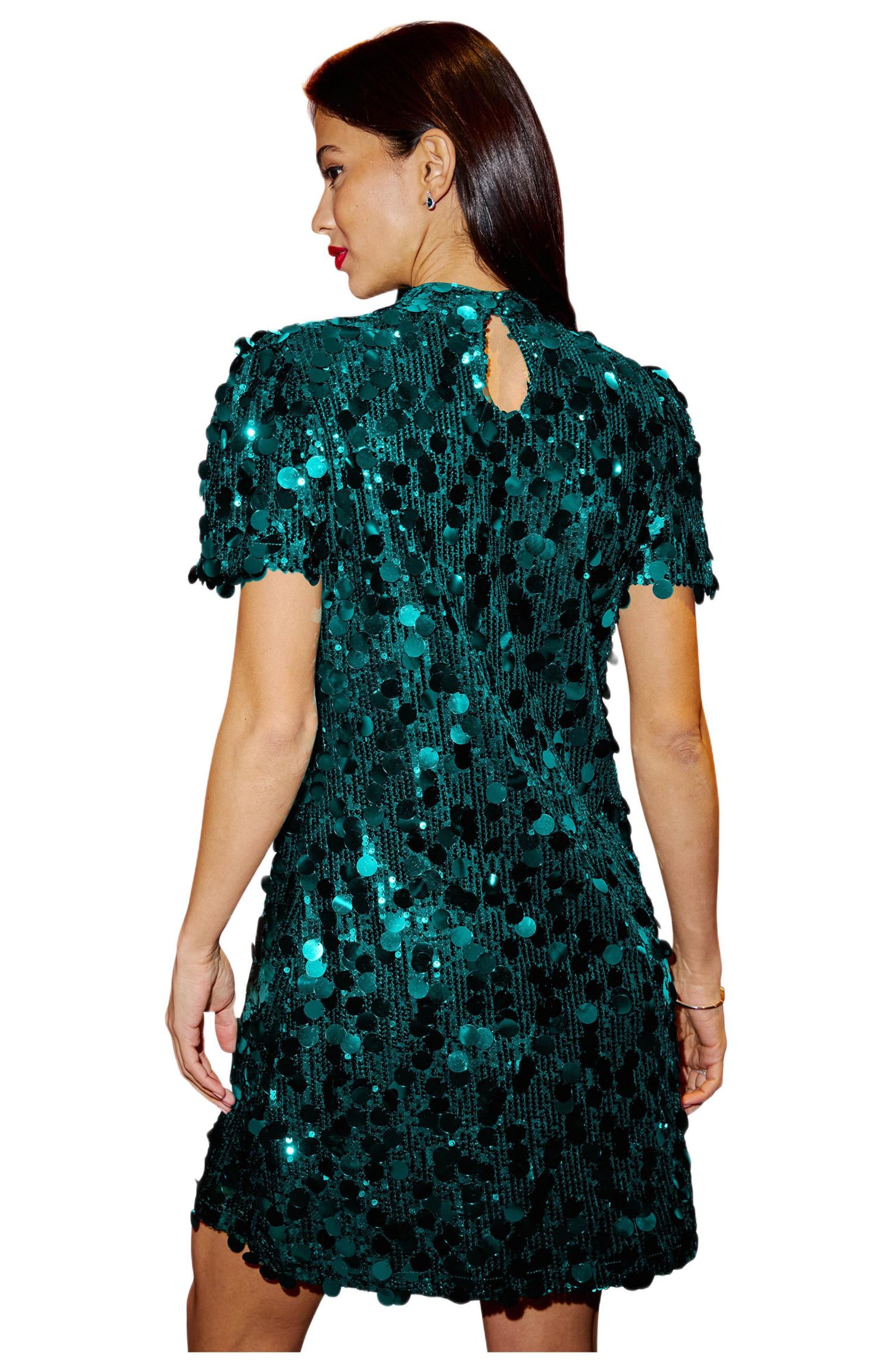 Women's Sequin Short Sleeve Tunic Dress