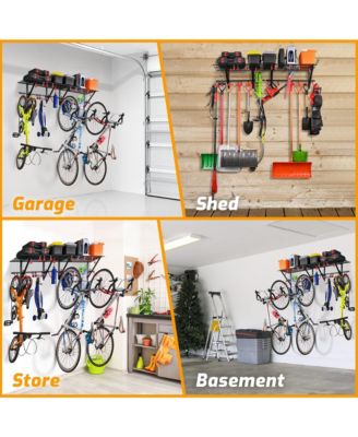 Patented 250 lbs Heavy-Duty Adjustable 16–24" Garage Wall Storage Rack, Multi-Hook Organizer