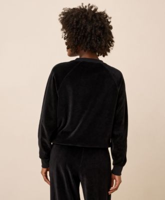 Women's Cotton Velour Crew Pullover Sweatshirts.
