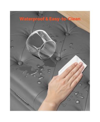 Upholstered Storage Bench with Tufted Seat and Wood Legs