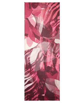 Pannaeux Print Scarf with Frayed Edge Trim