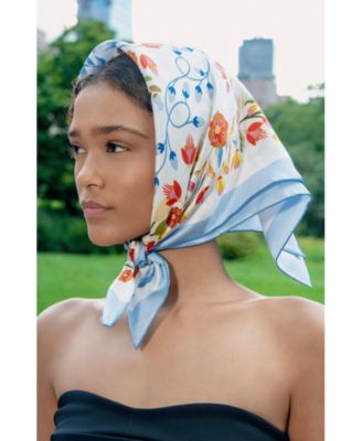 Porcelain Jardin Double Sided Silk Scarf