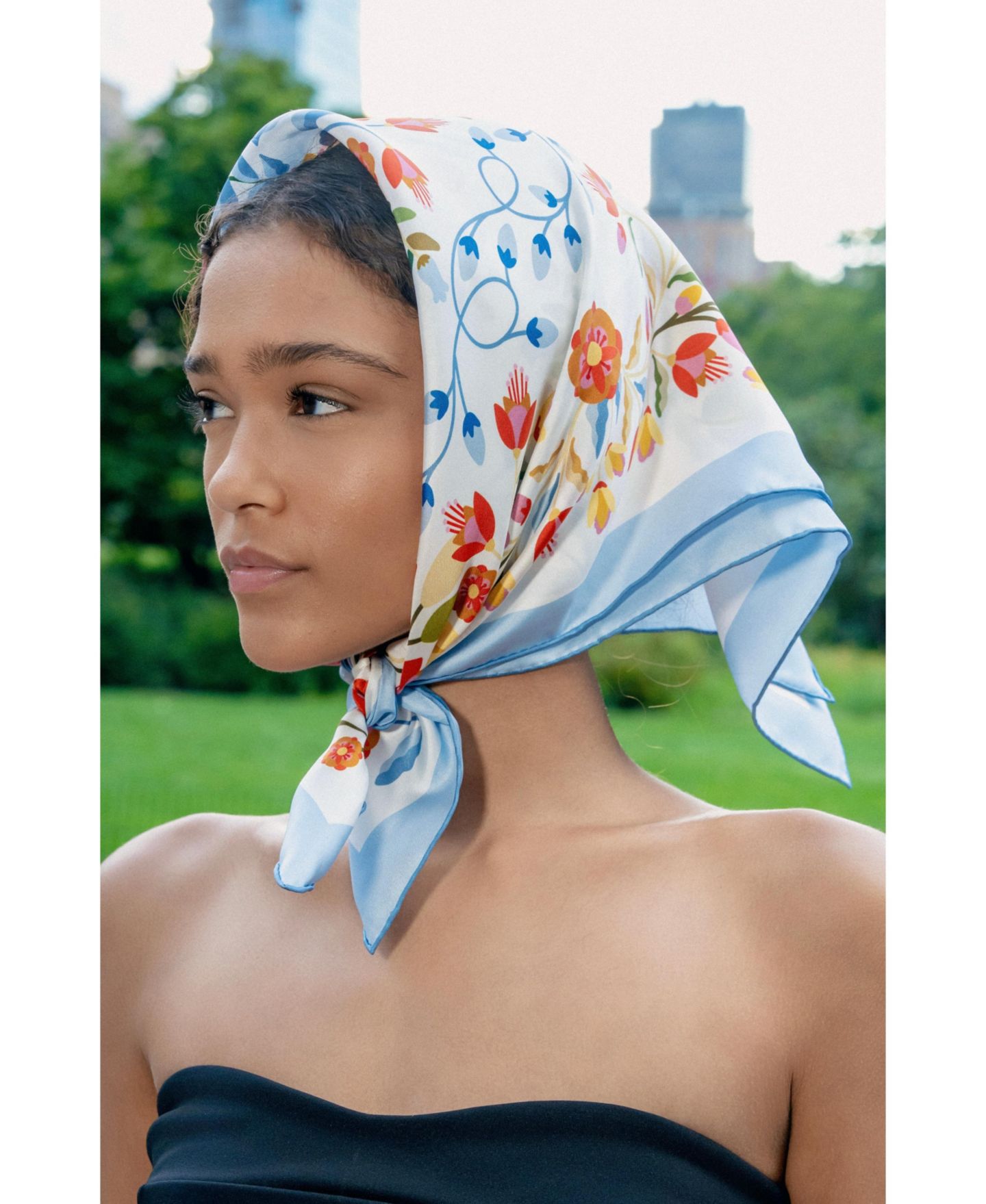 Женский шарф Jessie Zhao New York Porcelain Jardin Double Sided Silk, цвет: Белый — фото 7