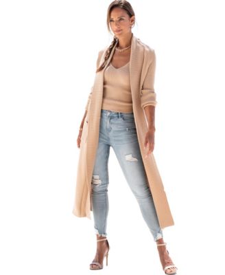 Women's Long Length Knit Cardigan With Pockets