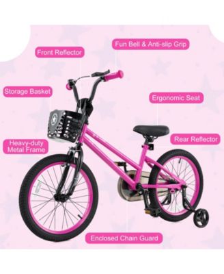 16 Inch Kids Bike Adjustable Bicycle with Front Basket for Children Aged 4-7 Years Old