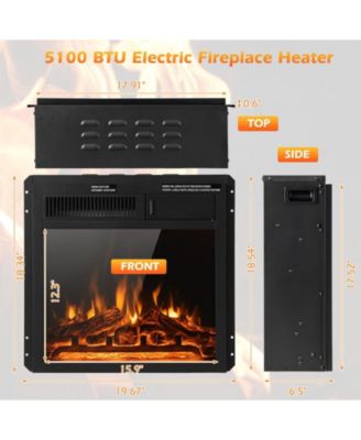 18 Inch Electric Fireplace Insert with 7-Level Adjustable Flame Brightness